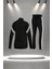 Büyük Beden Kadın Siyah Supra Penye Kumaş Günlük Sporcu Yürüyüş Eşofman Takımı Seti (4XL-10XL) 4