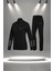 Büyük Beden Kadın Siyah Supra Penye Kumaş Koşu ve Yürüyüş Için Rahat Eşofman Seti (4XL-10XL) 1