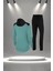 Büyük Beden Kadın Su Yeşili Supra Penye Kumaş Alt ve Üst Eşofman Takımı Seti (4XL-10XL) 4