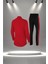 Büyük Beden Kadın Kırmızı Supra Penye Kumaş Her Mevsim Yürüyüş Koşu Eşofman Seti (4XL-10XL) 4