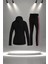 Büyük Beden Kadın Siyah Supra Penye Kumaş Özel Tasarım Eşofman Takımı (4XL-10XL) 4