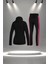 Büyük Beden Kadın Siyah Supra Penye Kumaş Mevsimlik Eşofman Takımı (4XL-10XL) 4
