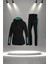 Büyük Beden Kadın Siyah Supra Penye Kumaş Rahat Yürüyüş ve Koşu Sporcu Seti (4XL-10XL) 1