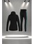 Büyük Beden Kadın Siyah Supra Penye Kumaş Rahat Yürüyüş ve Koşu Sporcu Seti (4XL-10XL) 4