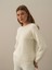 Kadın Ekru Doğal Yün Dokulu Regular Fit Kazak 2