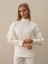 Kadın Kırık Beyaz Pamuk Dokulu Oversize Sweatshirt 2