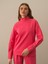 Kadın Pembe Pamuk Dokulu Oversize Sweatshirt 2