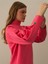 Kadın Pembe Pamuk Dokulu Oversize Sweatshirt 4