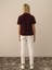 Kadın Bordo Oversize Baskılı Tişört 4