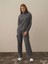 Kadın Koyu Gri Pamuk Dokulu Oversize Sweatshirt 1