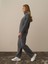 Kadın Koyu Gri Pamuk Dokulu Oversize Sweatshirt 3