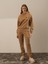Kadın Camel Pamuk Dokulu Oversize Sweatshirt 1