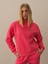 Kadın Pembe Pamuk Dokulu Oversize Sweatshirt 2