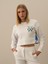 Kadın Kırık Beyaz Pamuk Dokulu Oversize Sweatshirt 2