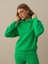 Kadın Yeşil Pamuk Dokulu Oversize Sweatshirt 2
