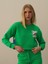 Kadın Yeşil Pamuk Dokulu Oversize Sweatshirt 2