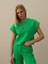 Kadın Yeşil Pamuk Dokulu Oversize Sweatshirt 2