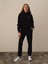 Kadın Siyah Pamuk Dokulu Oversize Sweatshirt 1