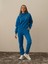 Kadın Mavi Pamuk Dokulu Oversize Sweatshirt 1