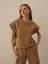Kadın Camel Pamuk Dokulu Oversize Sweatshirt 3