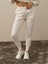 Kadın Kırık Beyaz Pamuk Dokulu Regular Fit Sweat Pantolon 2