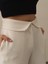 Kadın Ekru Pamuk Dokulu Oversize Sweat Pantolon 3