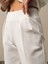 Kadın Kırık Beyaz Pamuk Dokulu Oversize Sweat Pantolon 3