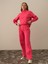 Kadın Pembe Pamuk Dokulu Oversize Sweat Pantolon 1