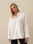 Kadın Kırık Beyaz Pamuk Dokulu Oversize Gömlek 2