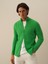 Erkek Yeşil Lüks Pamuk Dokulu Regular Fit Hırka 2
