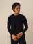 Erkek Lacivert Modal Dokulu Slim Fit Uzun Kollu Tişört 2