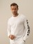 Erkek Kırık Beyaz Pamuk Dokulu Regular Fit Uzun Kollu Tişört 2