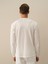 Erkek Kırık Beyaz Pamuk Dokulu Regular Fit Uzun Kollu Tişört 3