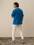 Erkek Mavi Pamuk Dokulu Oversize Tişört 5