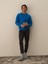 Erkek Mavi Pamuk Dokulu Regular Fit Sweatshirt 1