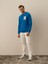 Erkek Mavi Pamuk Dokulu Regular Fit Sweatshirt 1