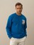 Erkek Mavi Pamuk Dokulu Regular Fit Sweatshirt 2