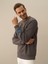 Erkek Koyu Gri Dokulu Pamuk Dokulu Regular Fit Sweatshirt 2