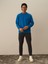 Erkek Mavi Pamuk Dokulu Regular Fit Sweatshirt 1