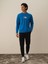 Erkek Mavi Pamuk Dokulu Regular Fit Uzun Kollu Tişört 1