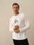 Erkek Kırık Beyaz Pamuk Dokulu Regular Fit Uzun Kollu Tişört 2