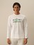 Erkek Kırık Beyaz Pamuk Dokulu Regular Fit Uzun Kollu Tişört 2