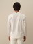 Erkek Kırık Beyaz Pamuk Dokulu Regular Fit Uzun Kollu Tişört 3