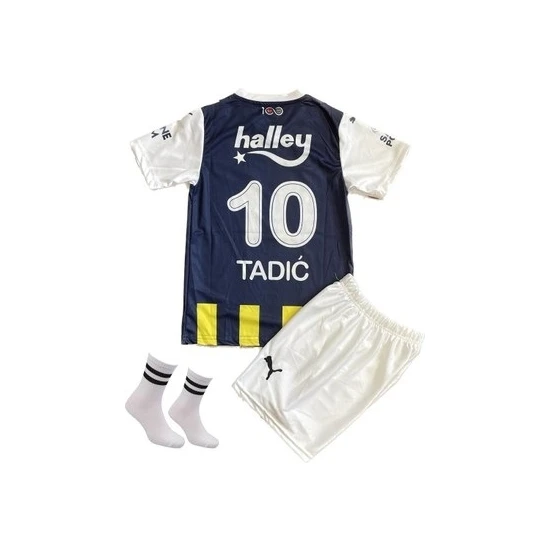 Mega Fusion Fenerbahçe Sarı-Lacivert Çubuklu Dusan Tadic Çocuk Forması 3'lü Set Forma+Şort+Çorap