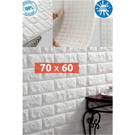 Renkli Duvarlar 70X60CM Kendinden Yapışkanlı 3D Beyaz Duvar Kaplama Kağıdı Paneli