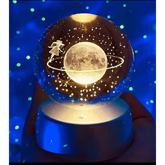 MR Shopping Satürn Cam Kar Küresi, Satürn Kız Küre, Renk Değiştiren Işıklı Küre