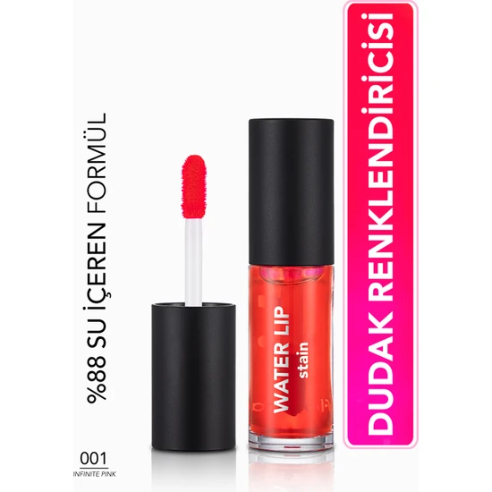 Water Lip Stain Yoğun Renk Veren Uzun Süre Kalıcı Mat Dudak Tint'i (001 Infinite Pink) 8682536042161