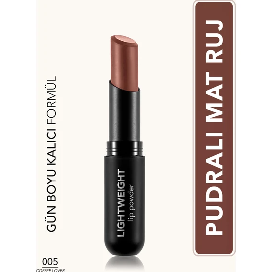 Lightweight Lip Powder Ultra Hafif Nemlendirici Stick Mat Ruj (005 Coffee Lover) 8682536061728