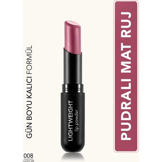 Lightweight Lip Powder Ultra Hafif Nemlendirici Stick Mat Ruj (008 Lucky Me) 8682536061780