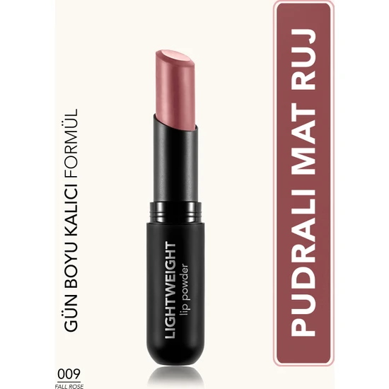 Lightweight Lip Powder Ultra Hafif Nemlendirici Stick Mat Ruj (009 Fall Rose) 8682536061803